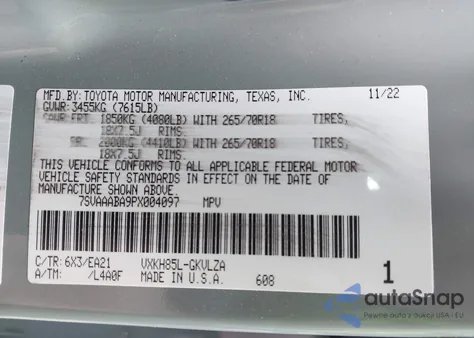 2023 Toyota Sequoia Limited from USA, damaged, VIN 7SVAAABA9PX004097